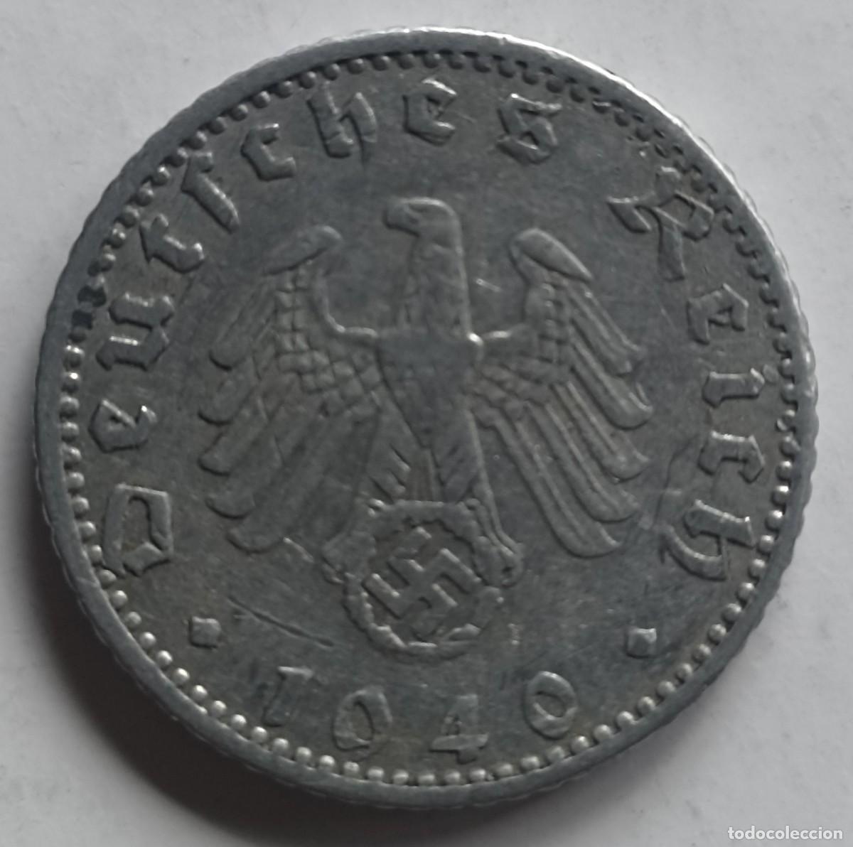 Militaria: Moneda 50 Reichspfennig 1940 (III Reich Hitler- Nazi- Alemania) WWII