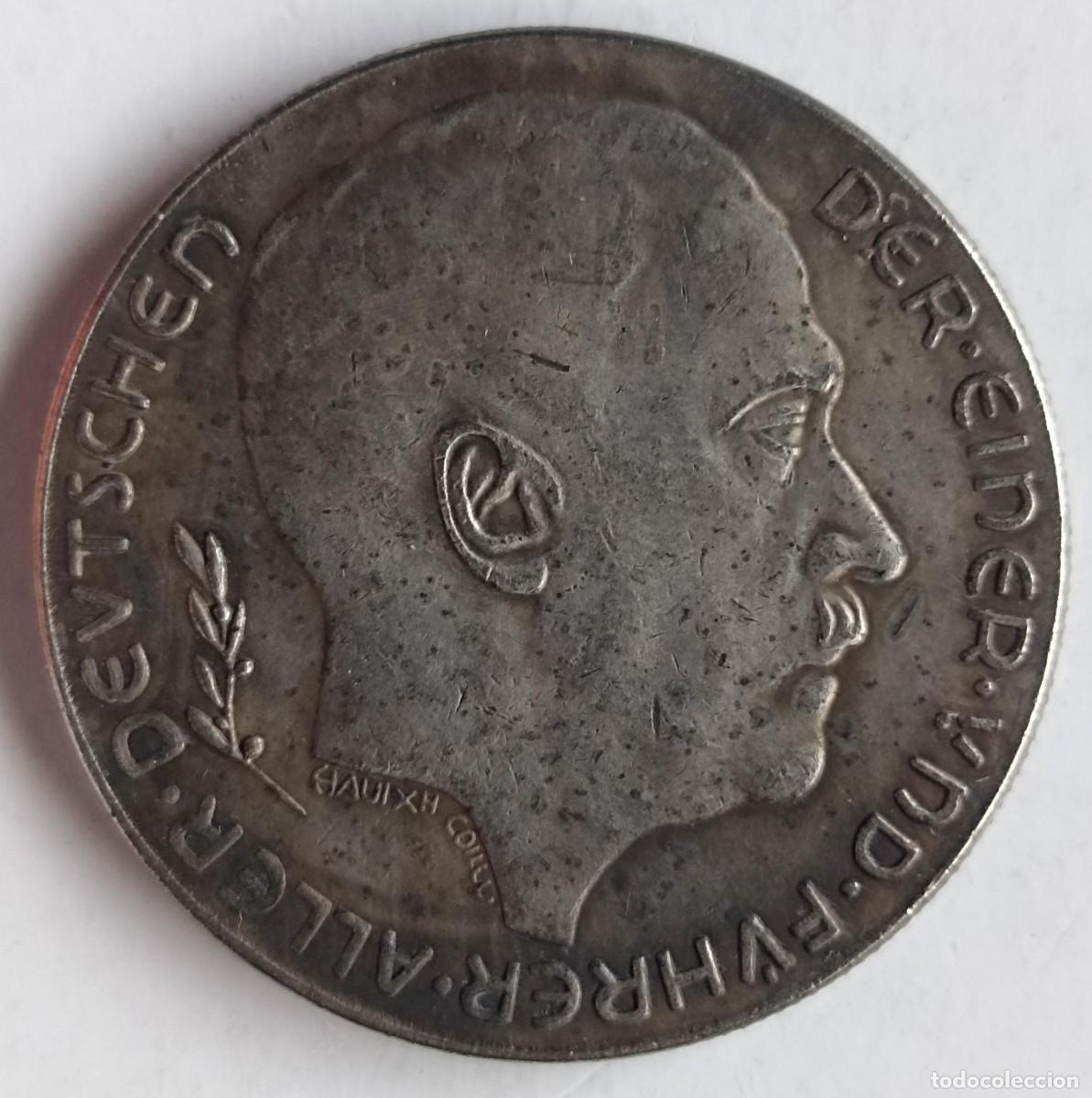 Militaria: Moneda Adolf Hitler 1938 (III Reich Hitler- Nazi- Alemania) WWII