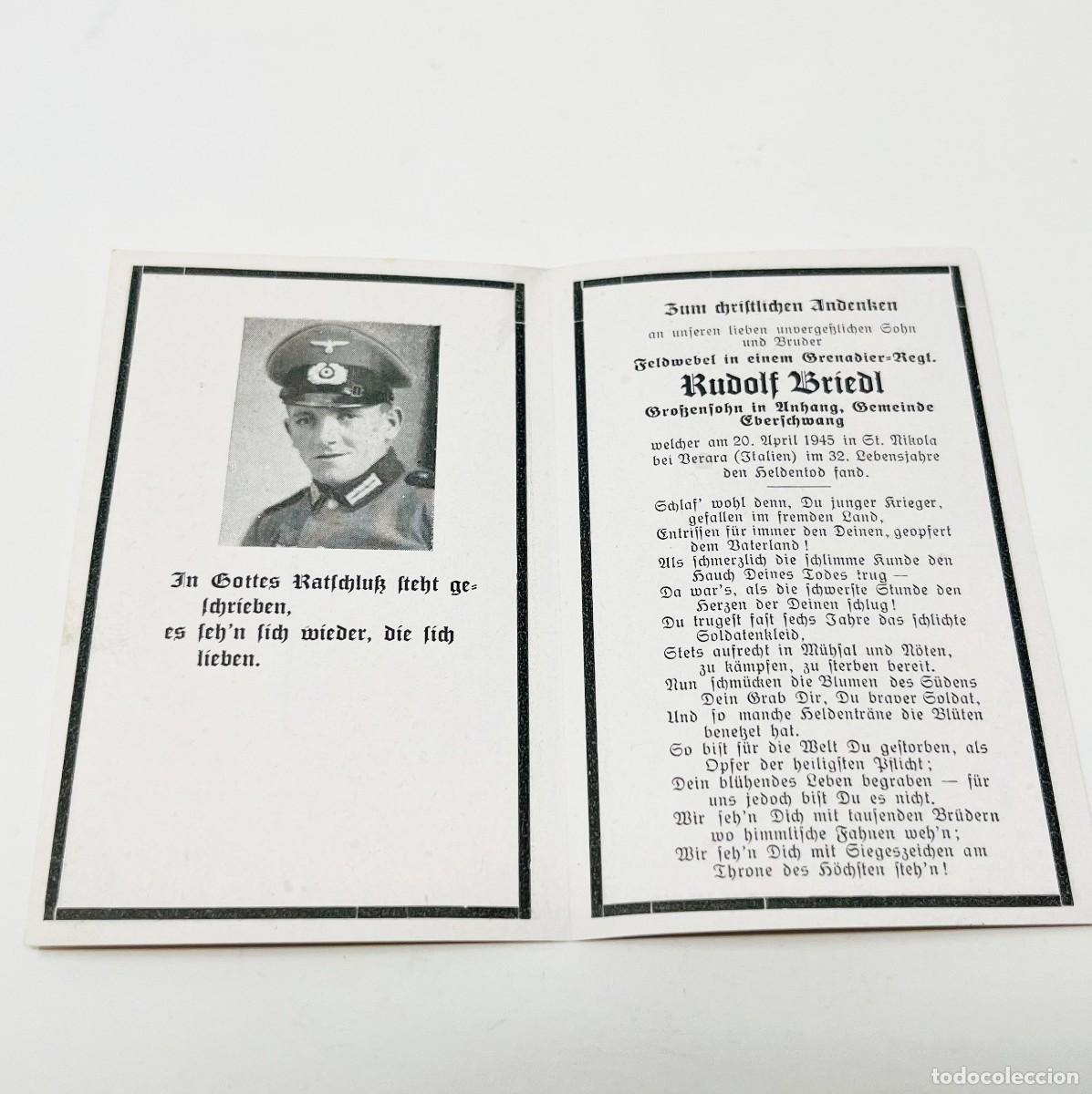 Militaria: Sterbebild Feldwebel Wehrmacht Frente Italia Ferrara 1945 Original SGM