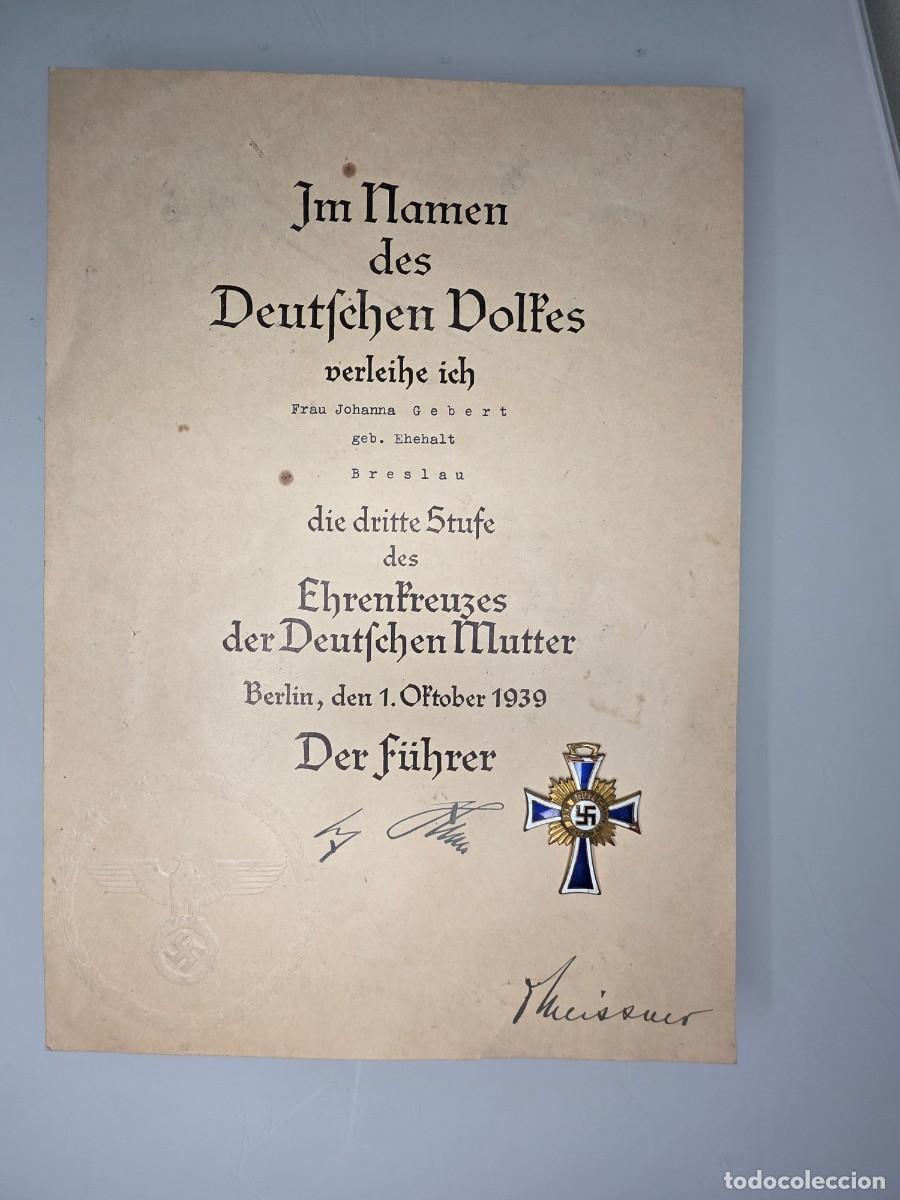 Militaria: Mutterkreuz bronce IIWW con documento 1939