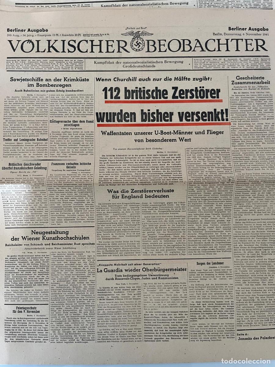 Militaria: Peri&oacute;dico V&ouml;lkischer Beobachter Berl&iacute;n 1941 IIWW Tercer Reich