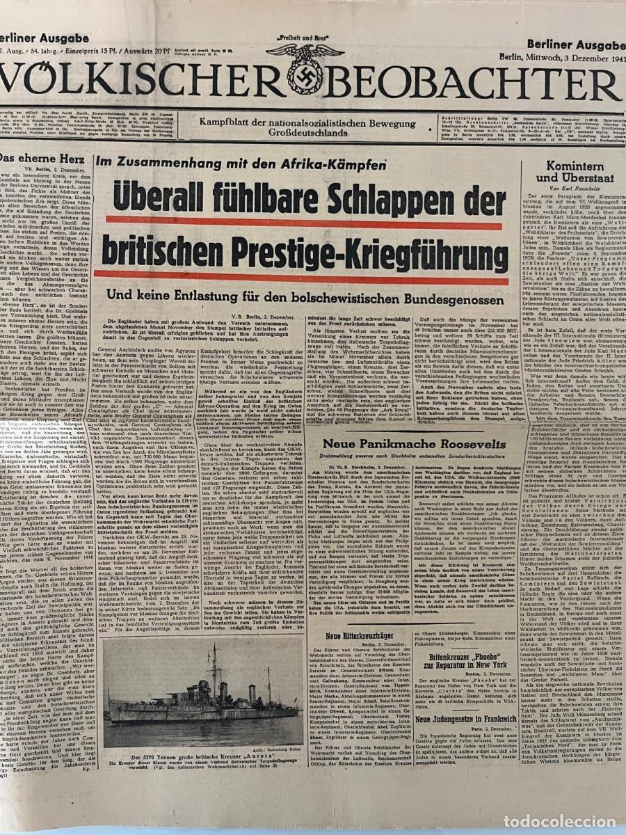 Militaria: Peri&oacute;dico V&ouml;lkischer Beobachter Berl&iacute;n 1941 IIWW