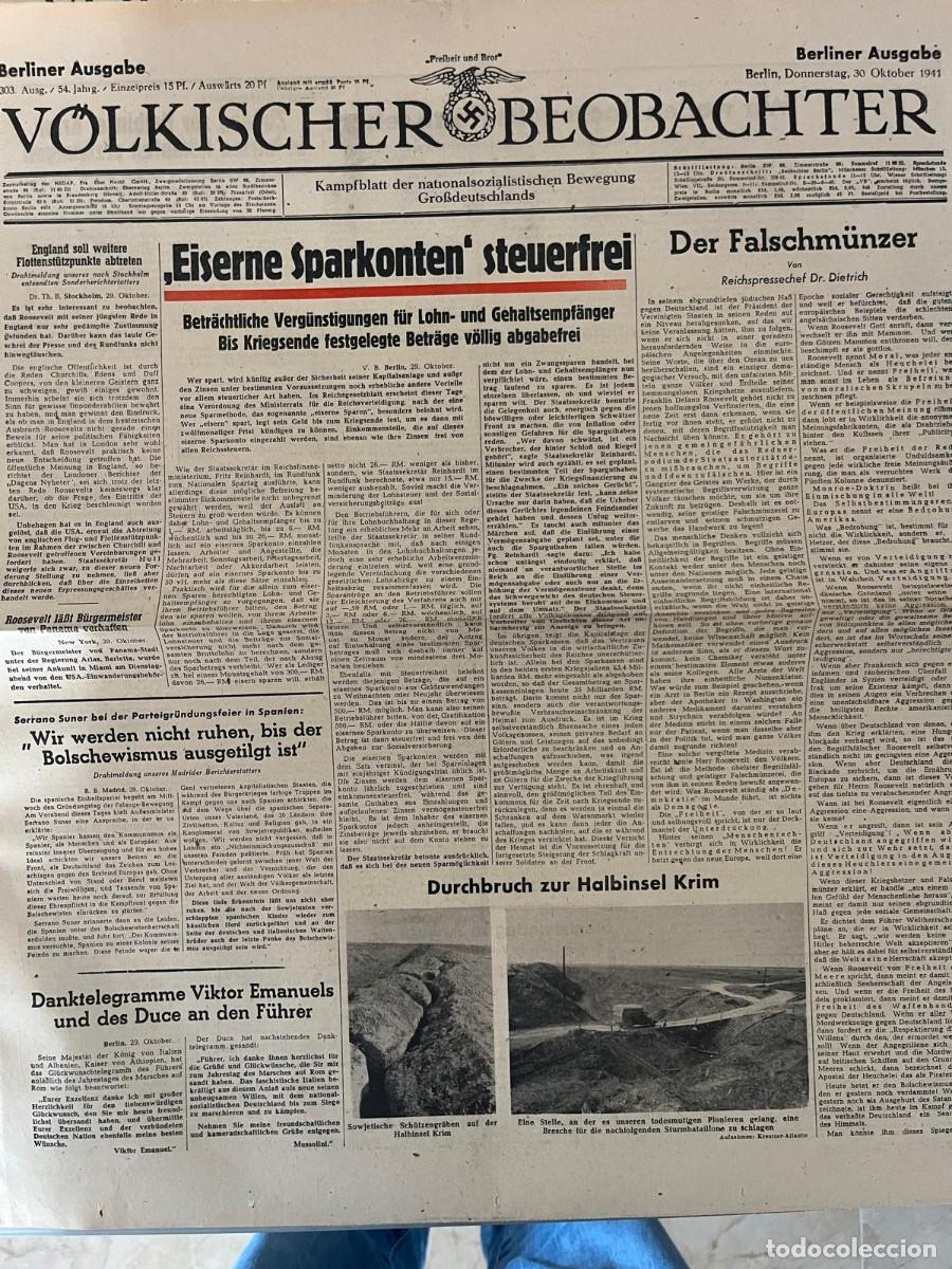 Militaria: Peri&oacute;dico V&ouml;lkischer Beobachter Berl&iacute;n 1941 IIWW