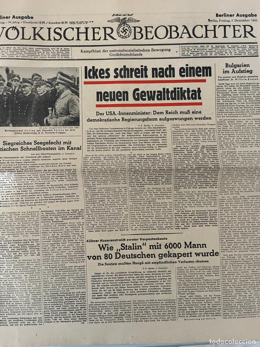 Militaria: V&ouml;lkischer Beobachter Berliner Ausgabe 5 diciembre 1941, IIWW, G&ouml;ring-P&eacute;tain, Canal y &Aacute;frica