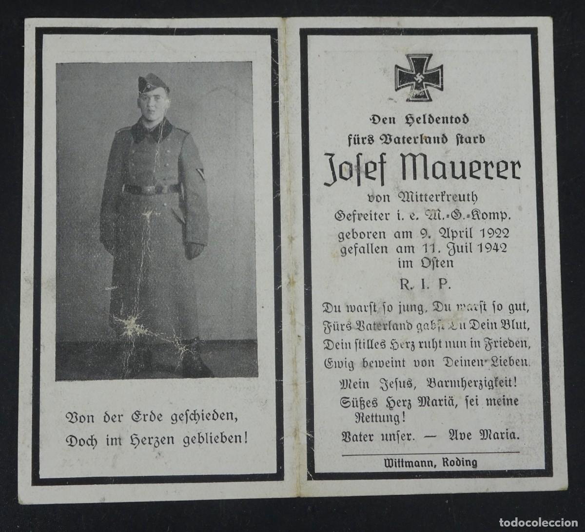 Militaria: ANTIGUA ESQUELA DOBLE, SOLDADO ALEM&Aacute;N NAZI, VER FOTOS