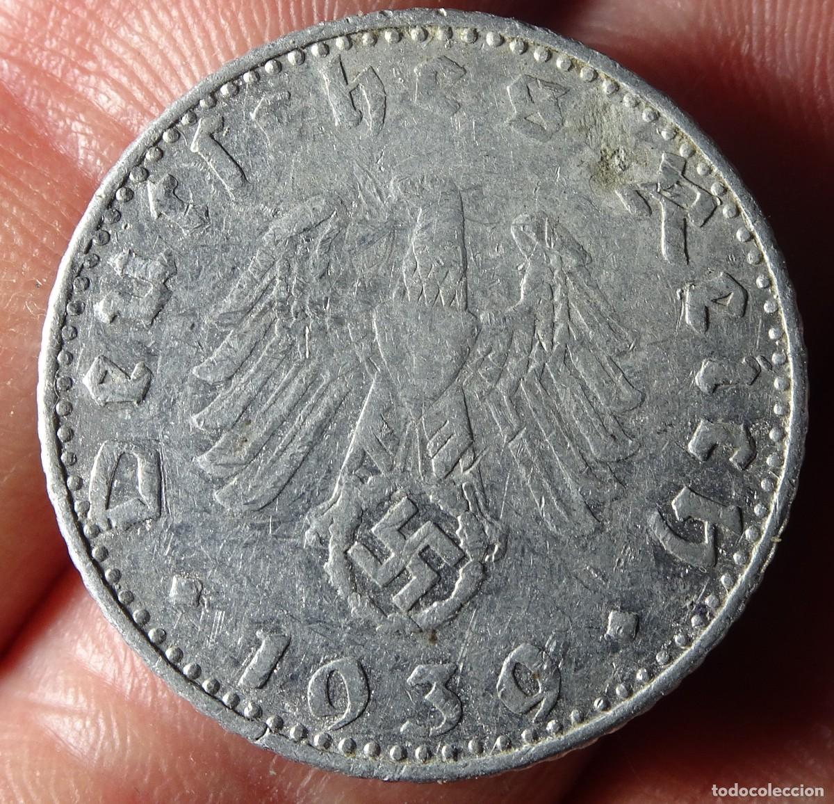 Militaria: ANTIGUA MONEDA ALUMINIO 50 REICHSPFENNIG 1939, NAZI, ESV&Aacute;STICA,SWASTIKA,II GUERRA MUNDIAL, VER FOTOS