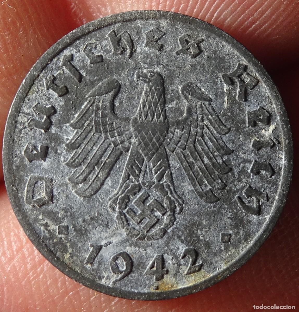 Militaria: ANTIGUA MONEDA 1 REICHSPFENNIG 1942, NAZI, ESV&Aacute;STICA, SWASTIKA, II GUERRA MUNDIAL, VER FOTOS