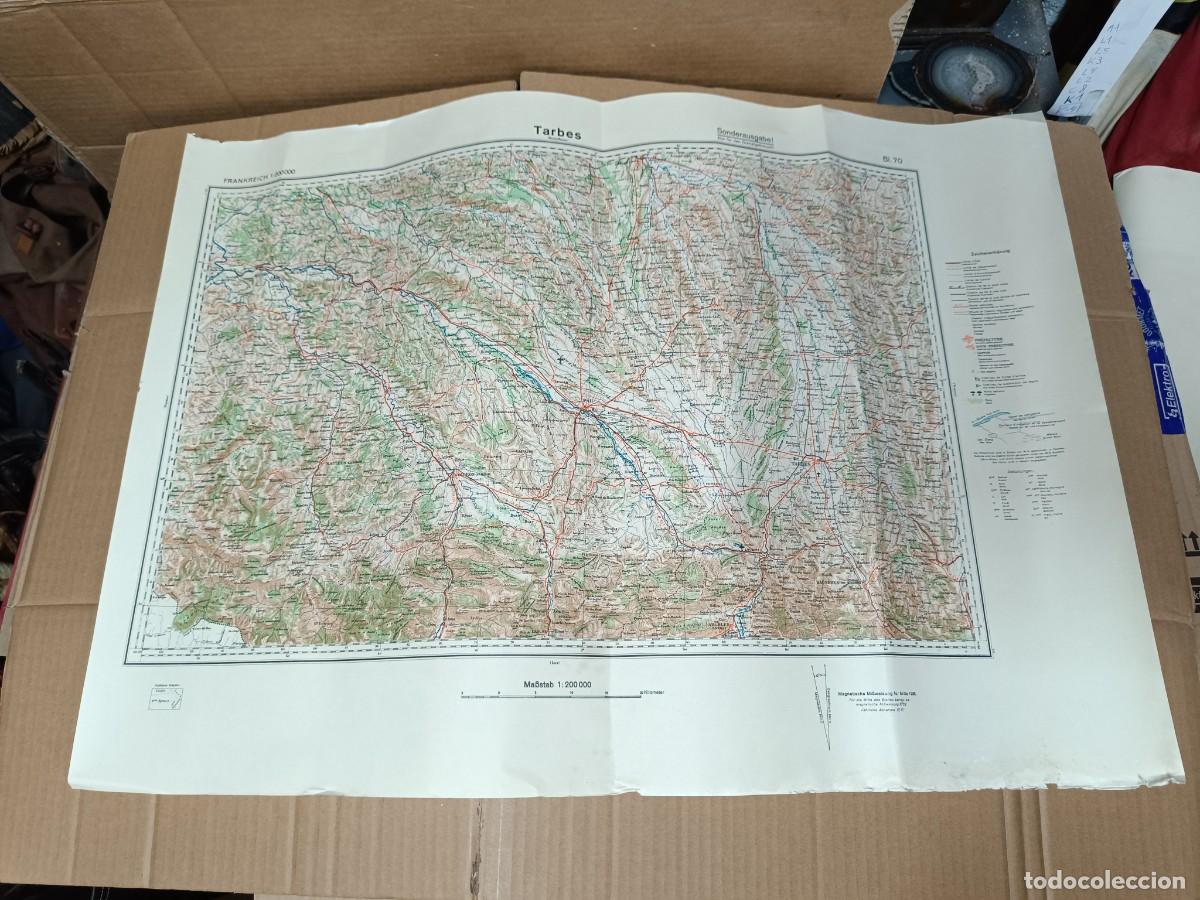 Militaria: ANTIGUO MAPA MILITAR ALEMAN DE 1936, FRANCIA, TARBES, PAU, PIRINEOS, PRE SEGUNDA GUERRA MUNDIAL -R9