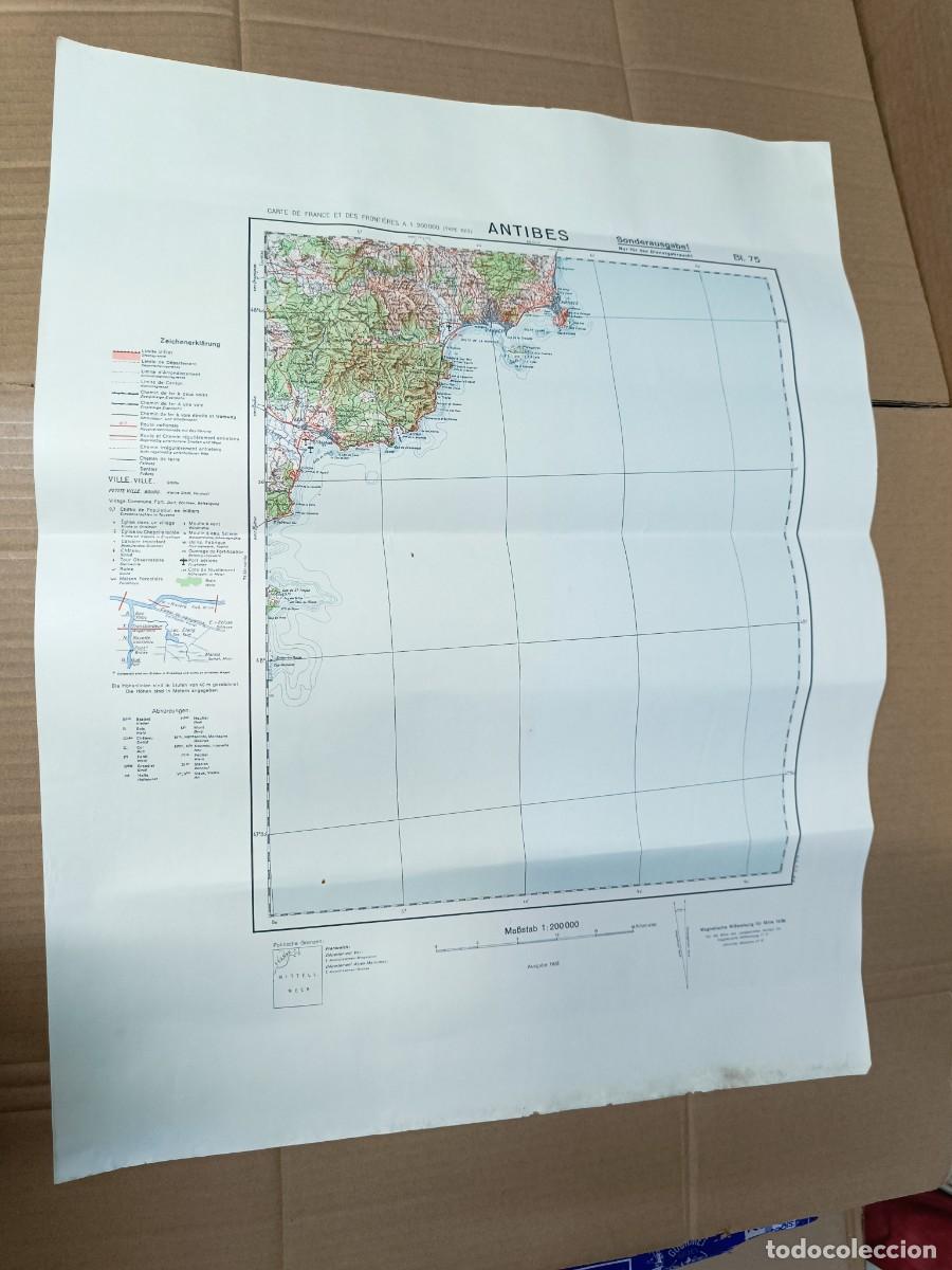 Militaria: ANTIGUO MAPA MILITAR ALEMAN DE 1936 -1938, FRANCIA, ANTIBES, CANNES, PRE SEGUNDA GUERRA MUNDIAL -R9