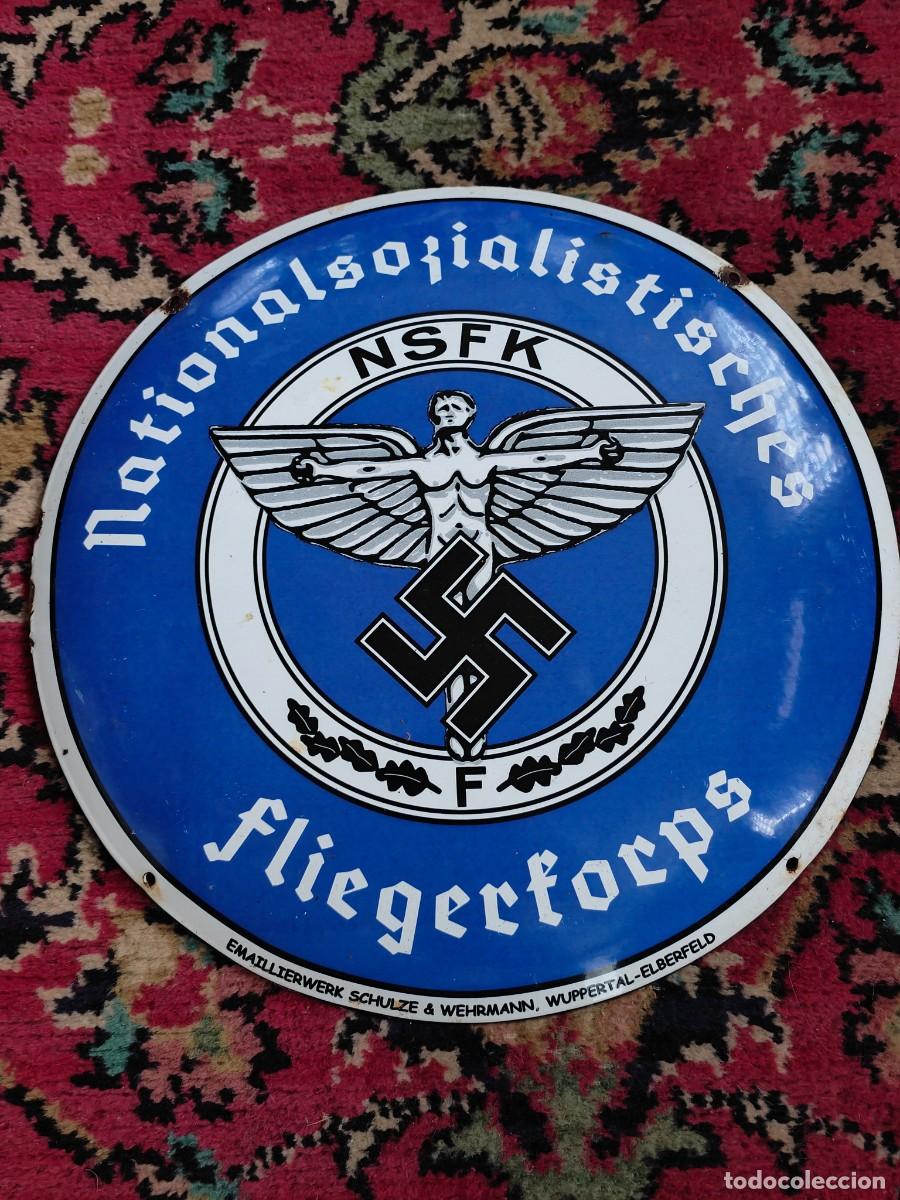 Militaria: German Enamel Sign NSFK 41 cm