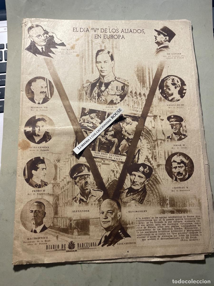 Militaria: ANTIGUA PUBLICACI&Oacute;N - DIARIO DE BARCELONA - EL DIA ''V'' FINAL DE LA II GUERRA MUNDIAL - MIERCOLES 9