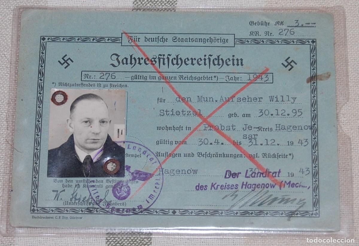 Militaria: LICENCIA DE PESCA DEL TERCER REICH 1943