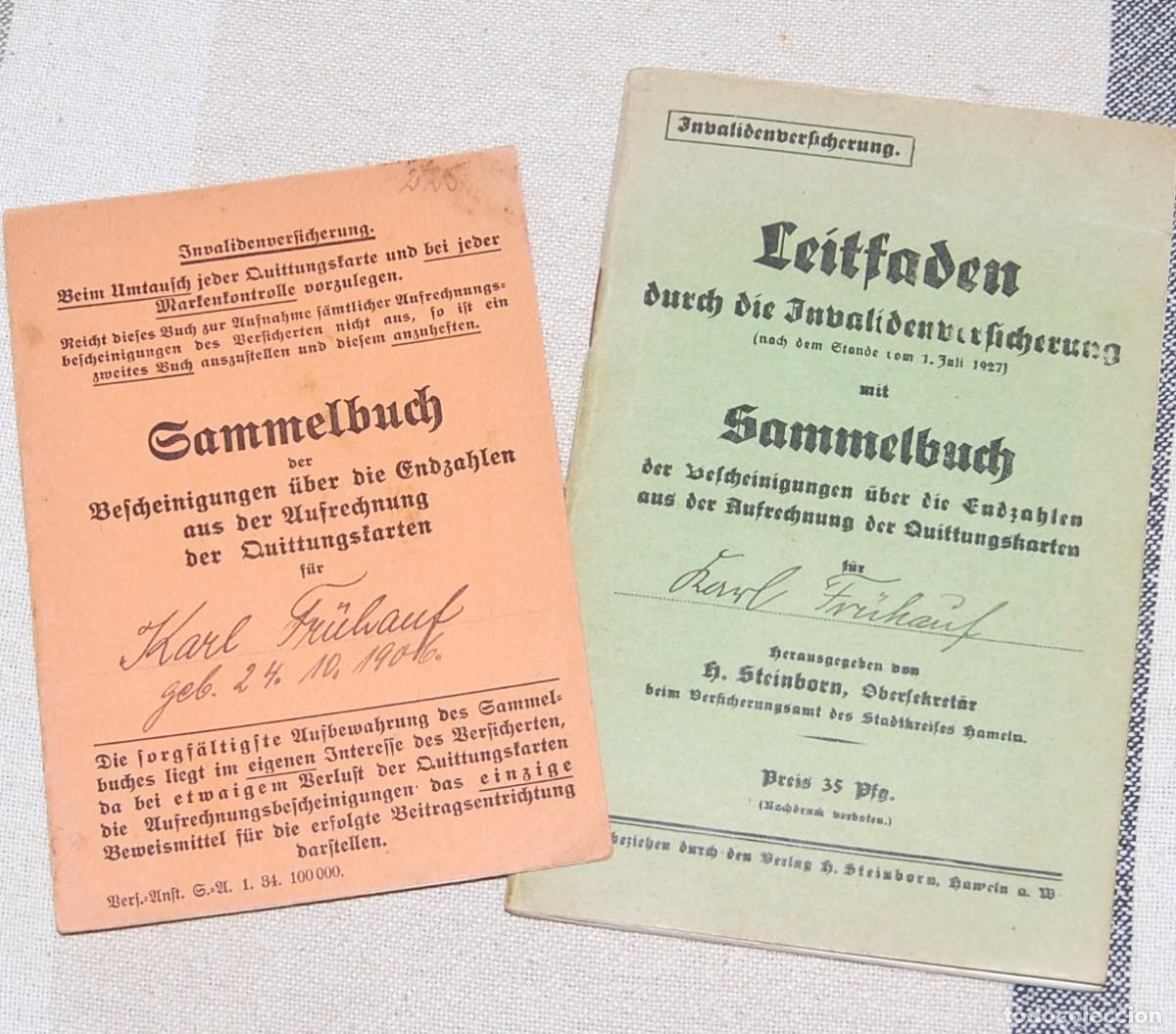 Militaria: DOCUMENTOS DE SEGUROS DE INVALIDEZ DE LA EPOCA DEL TERCER REICH ALEM&Aacute;N