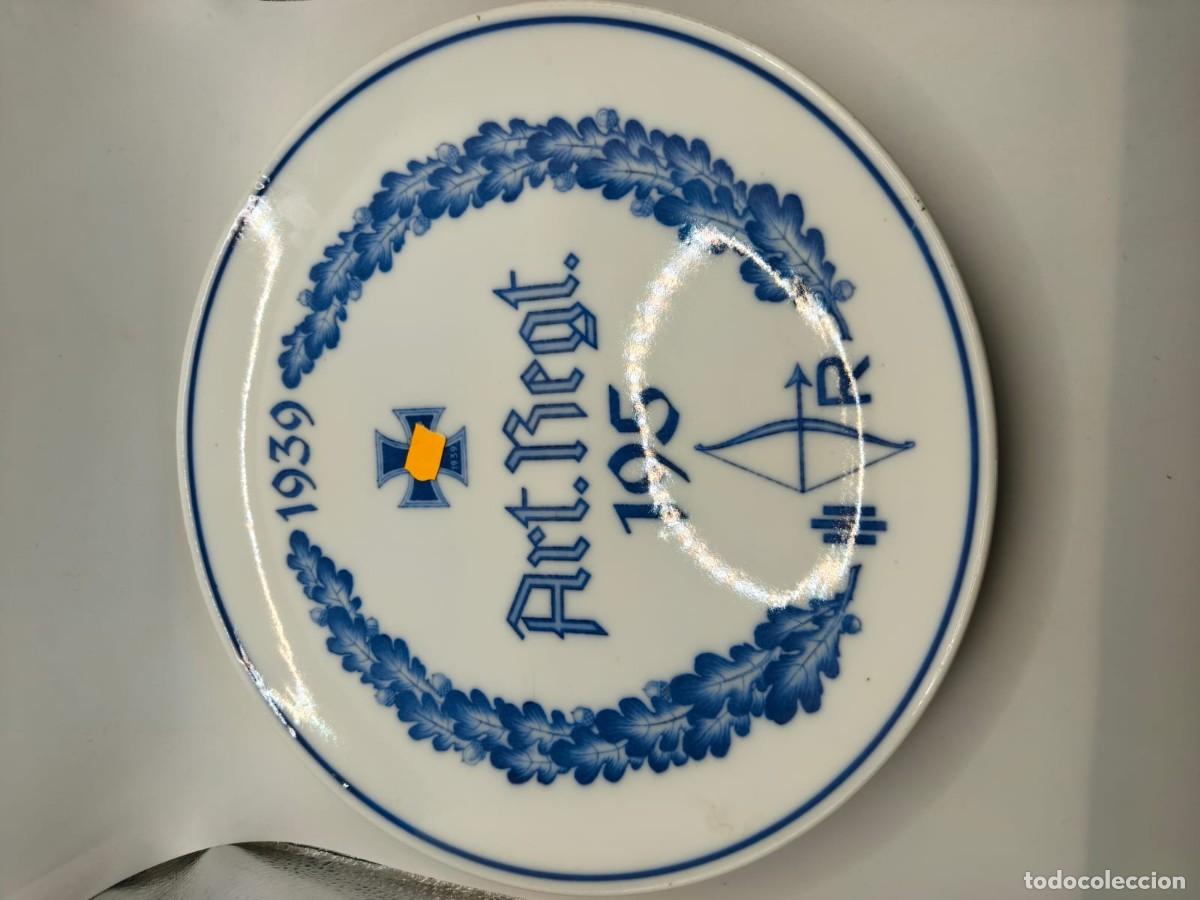 Militaria: plato patri&oacute;tico de porcelana Meissen Artiller&iacute;a