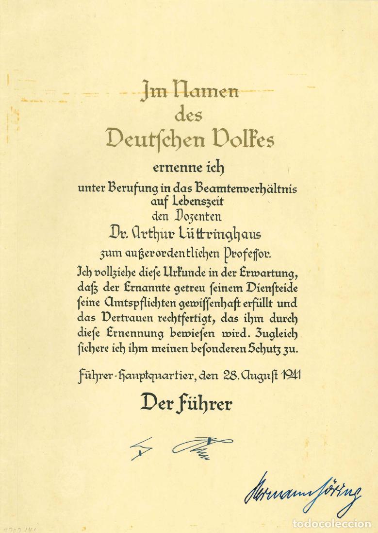 Militaria: Lote dos documentos acad&eacute;micos 1939-1941 Dr. L&uuml;ttringhaus, firma Hermann G&ouml;ring y carpeta