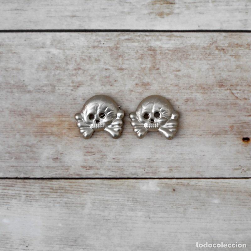 Militaria: Calaveras de metal Totenkopf Panzer para parches de cuello