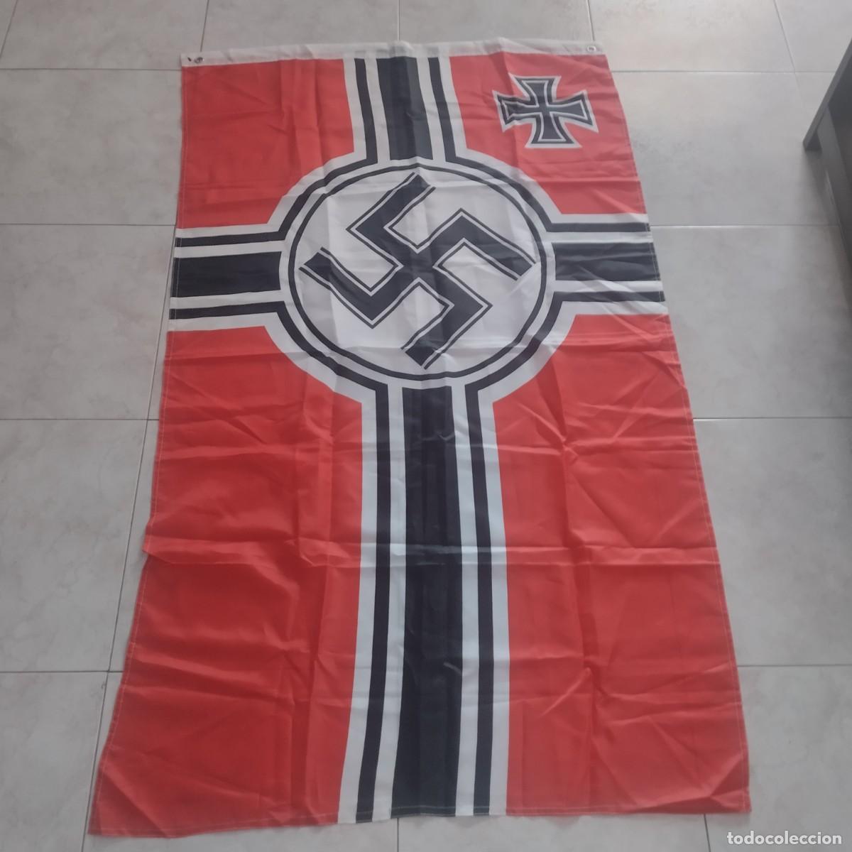 Militaria: Bandera r&eacute;plica Reich alem&aacute;n con cruz y esv&aacute;stica &ndash; A&ntilde;os 90 &ndash; Gran formato &ndash; Coleccionismo hist&oacute;rico