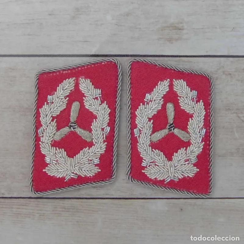 Militaria: Parches de cuello Luftwaffe Oberstabsingenieur personal veterano