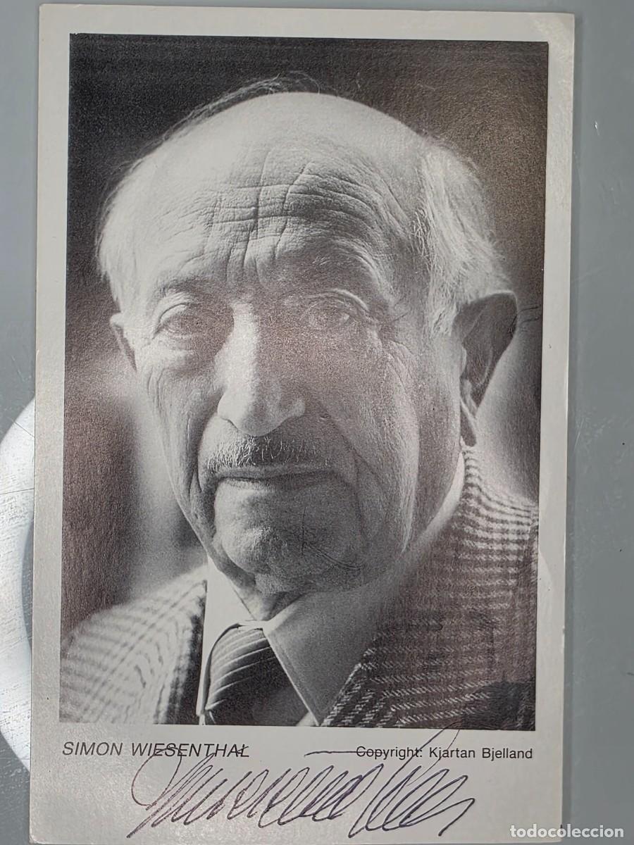 Militaria: Simon Wiesenthal &ndash; Fotograf&iacute;a original firmada &ndash; Aut&oacute;grafo hist&oacute;rico Holocausto IIWW Cazanazis