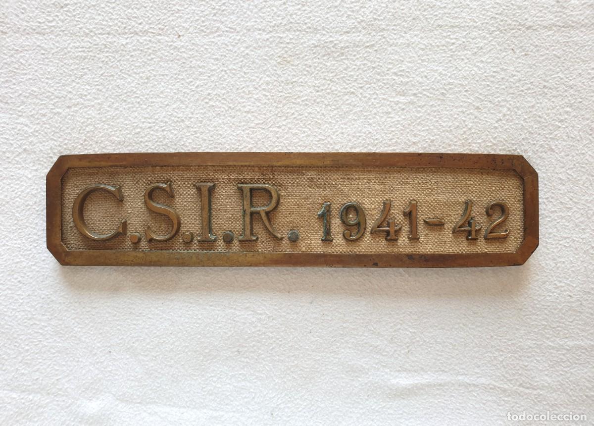 Militaria: Placa conmemorativa de la Fuerza Expedicionaria Italiana en Rusia (C.S.I.R.)
