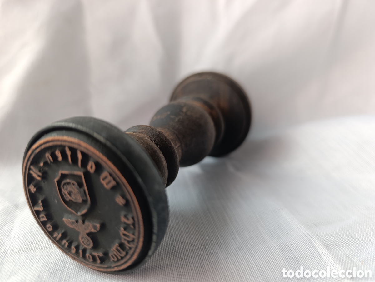 Militaria: Sello / Cu&ntilde;o Antiguo de Caucho y Madera - Alemania / II Guerra Mundial (Militaria) - 12 cm