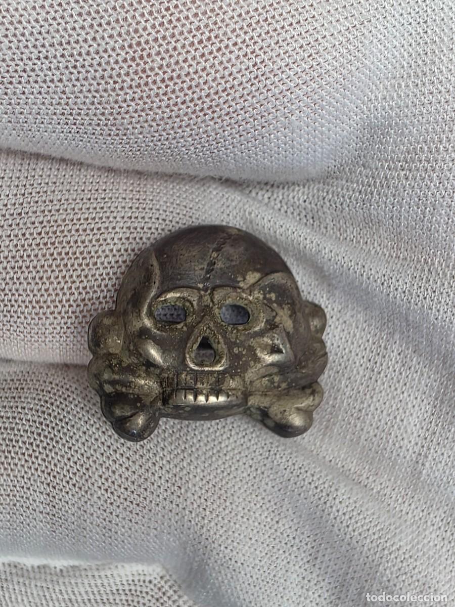 Militaria: Calavera Panzer alemana WWII tipo Danziger &ndash; Insignia Totenkopf de cuello con patillas