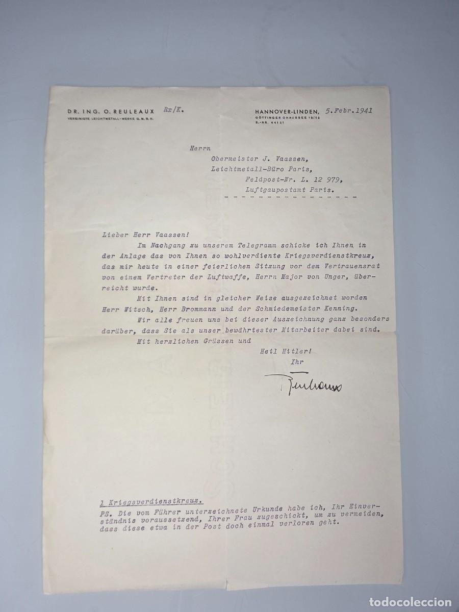 Militaria: Carta Otto Reuleaux firmada 1941 Luftwaffe Par&iacute;s &ndash; Kriegsverdienstkreuz Feldpost WWII