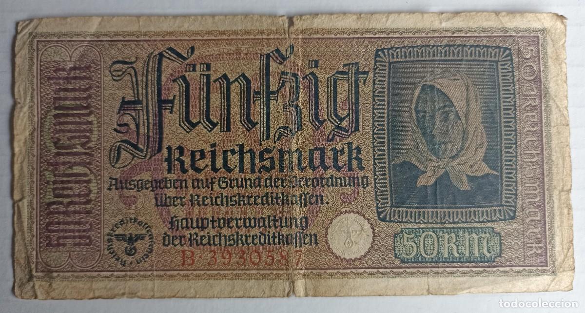 Militaria: Billete alem&aacute;n original f&uuml;nfzig reichsmark 1940-1945 (III Reich Hitler- Alemania) WWII