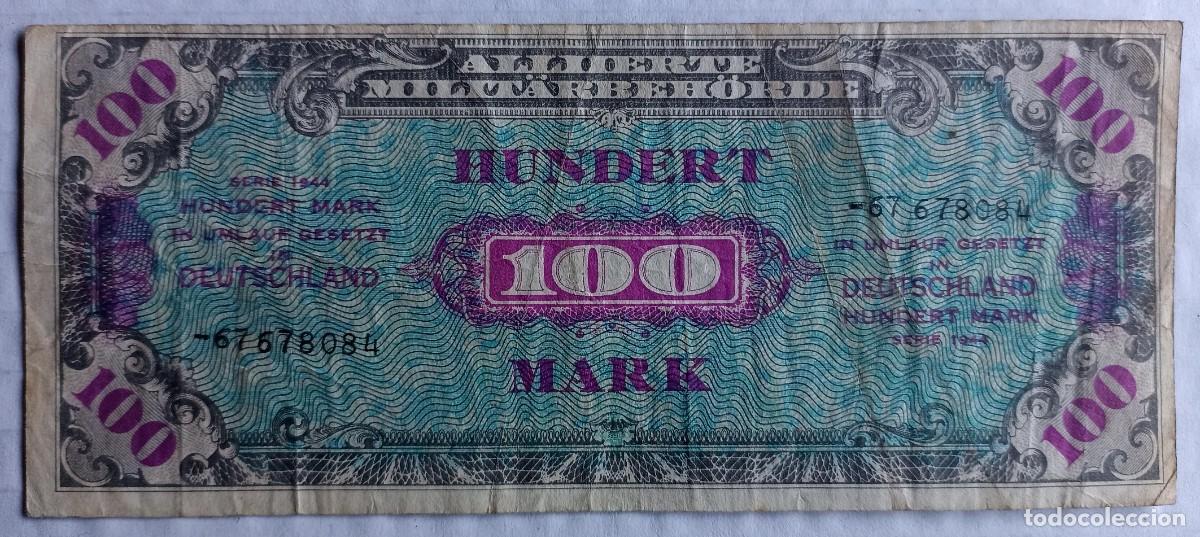 Militaria: Billete hundert mark (100 marcos), autoridad militar aliada (III Reich Hitler- Nazi- Alemania) WWII