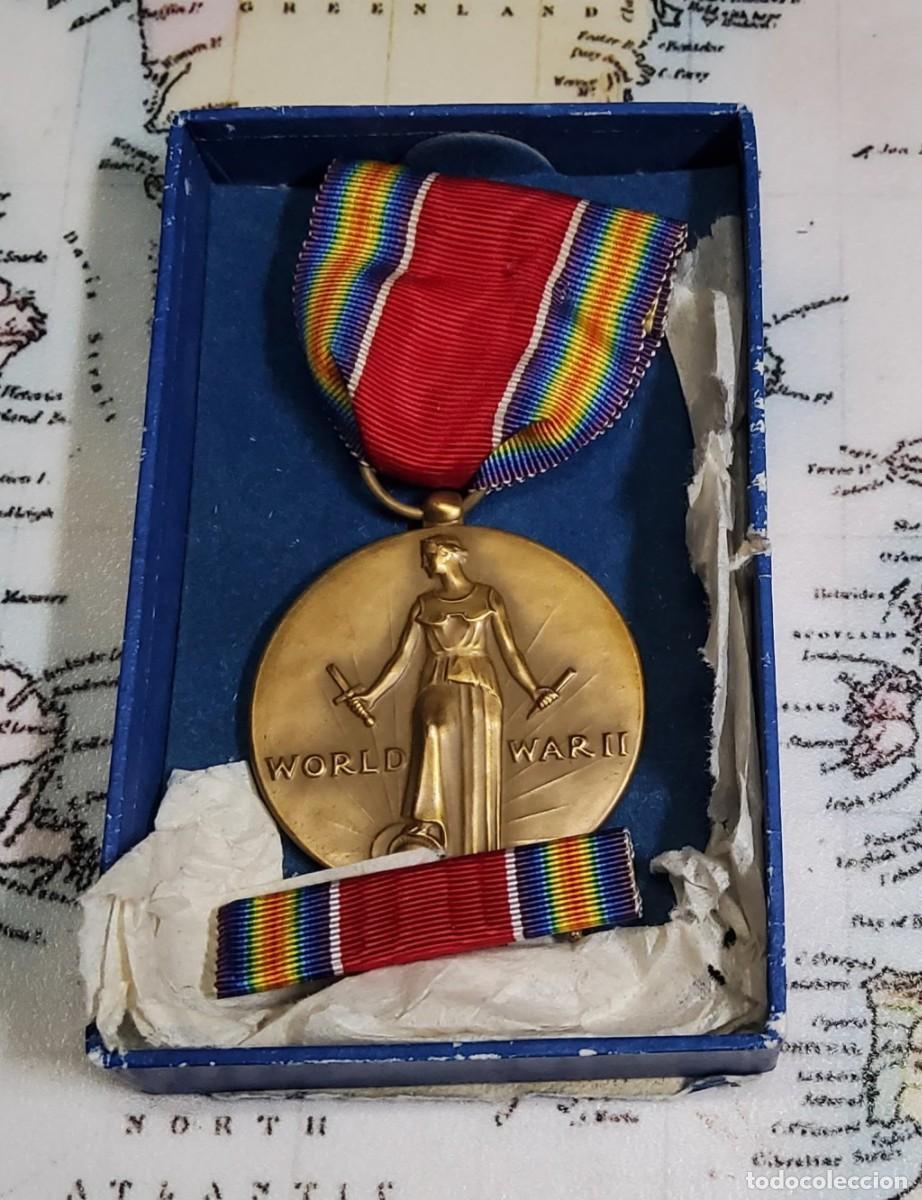 Militaria: MEDALLA Y BARRITA DE LA VICTORIA DE LOS ESTADOS UNIDOS EN LA 2&ordf; GUERRA MUNDIAL.