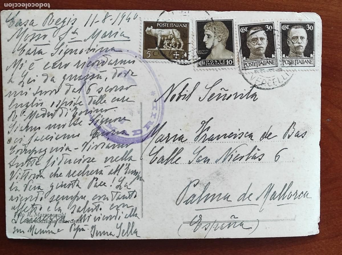 Military Antiques: CENSURA MADRID . POSTAL CIRCULADA DE ITALIA A PALMA DE MALLORCA A&Ntilde;O 1940
