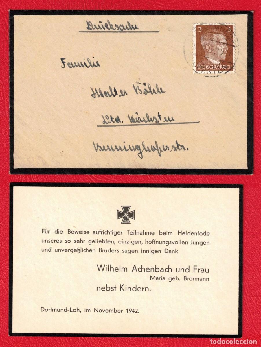 Militaria: A&ntilde;o 1942 - Tarjeta agradecimiento por un fallecimiento de soldado en la Guerra Mundial - III Reich