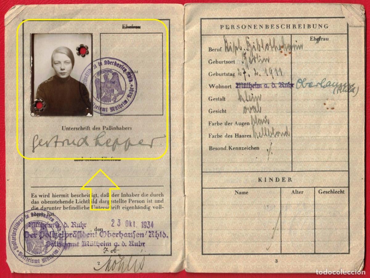 Militaria: Reisepass Pasaporte Original del Deutsches III Reich - Numerosas visas y sellos frontera 1934 - 1938