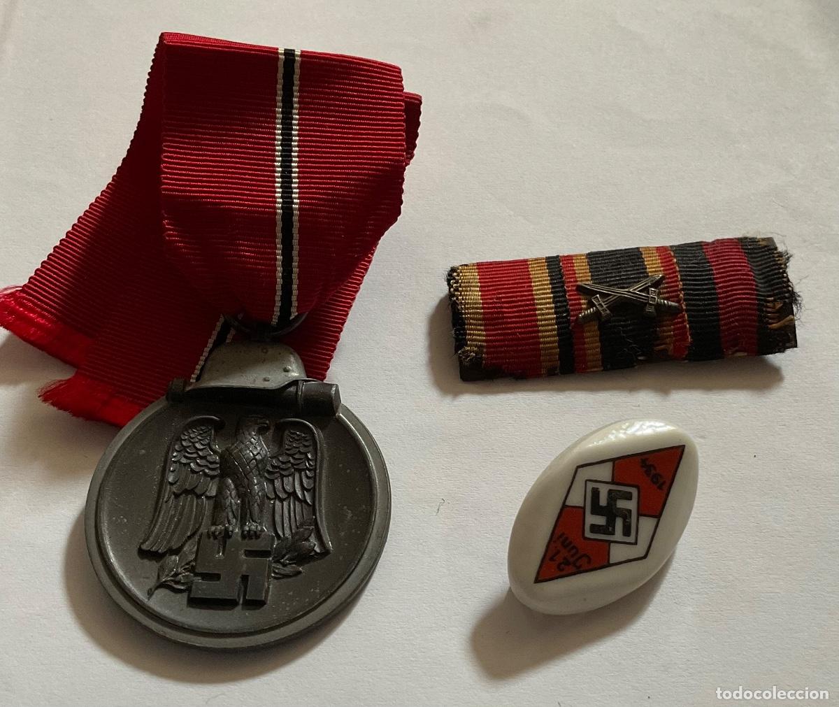 Militaria: Lote segunda guerra mundial,medalla invierno ruso,pasador cruz de hierro pin juventudes&hellip;top!