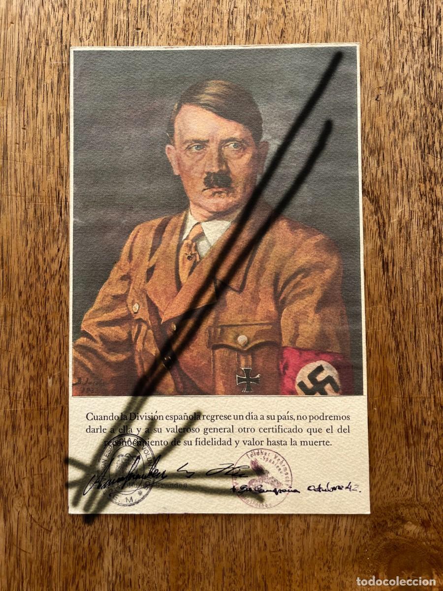Militaria: Colecci&oacute;n completa: cuatro l&aacute;minas-certificado de la Divisi&oacute;n Azul (1942), todas con firma manus