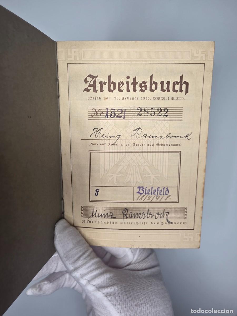 Militaria: Arbeitsbuch alem&aacute;n 1935 IIWW &ndash; Heinz Ramsbrock, Bielefeld &ndash; Aprendiz y empleado comercial original
