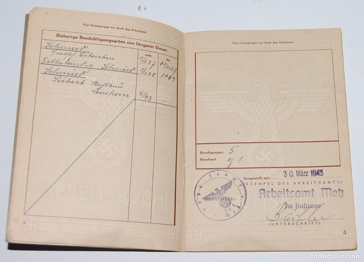 Militaria: ARBEITSBUCH SEGUNDO MODELO - TERCER REICH - Foto 6