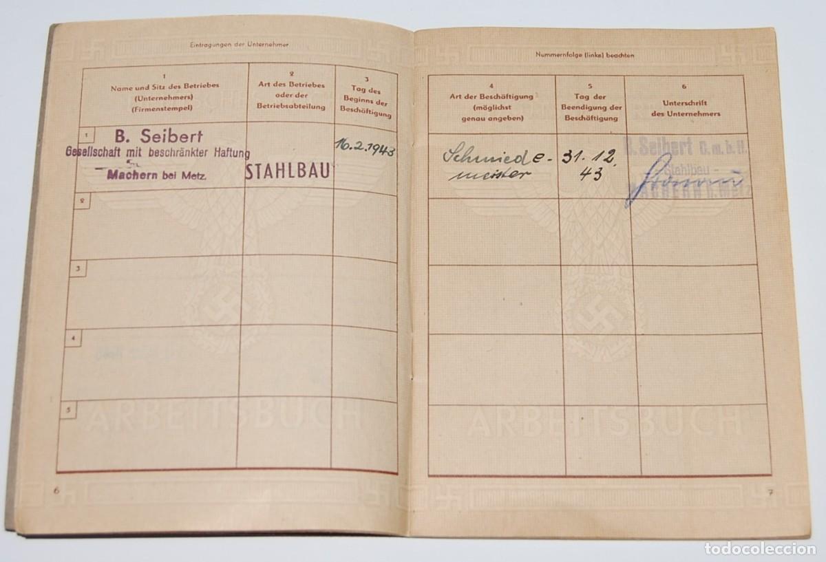 Militaria: ARBEITSBUCH SEGUNDO MODELO - TERCER REICH - Foto 7