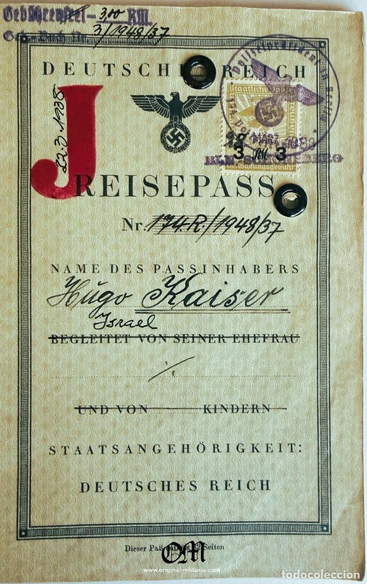 Militaria: PASAPORTE ALEMAN DE 1938 MARCADO CON LA &rdquo;J&rdquo; ROJA DE JUDIO (Judenstempel)