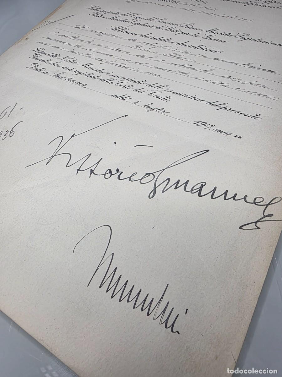Militaria: Firma de MUSSOLINI + VITTORIO EMANUELE III &ndash; DECRETO REAL FIRMADO &ndash; ITALIA 1937 - COA IIWW