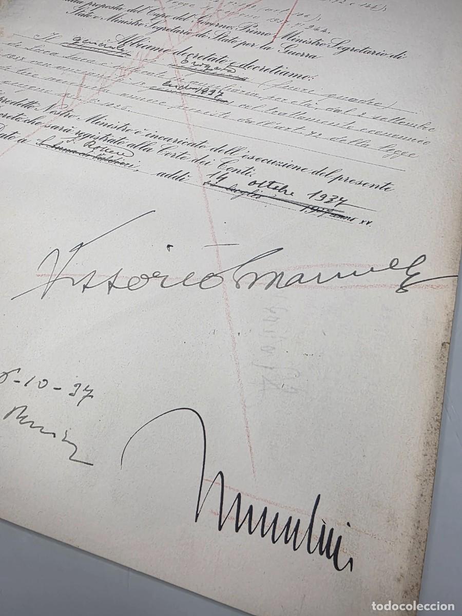 Militaria: Firma MUSSOLINI + VITTORIO EMANUELE III &ndash; DECRETO MILITAR FIRMADO &ndash; ITALIA 1937 COA IIWW Certificado