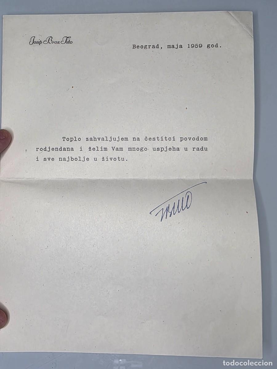 Militaria: CARTA ORIGINAL FIRMADA JOSIP BROZ TITO 1959 PRESIDENTE YUGOSLAVIA SOBRE OFICIAL BELGRADO