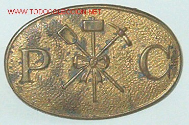 Militaria: insignia cuello ovalada P.C. - Foto 1