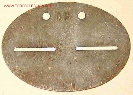 Militaria: Chapa de indentificaci&oacute;n DW - Foto 1