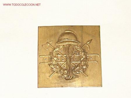 Militaria: Placa de Bomberos, sin recortar - Foto 1