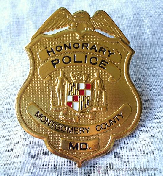 Militaria: PLACA POLIC&Iacute;A MONTGOMERY COUNTY. - Foto 1