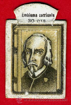 Militaria: EMBLEMA AUXILIO SOCIAL, CALDERON DE LA BARCA , 30 CENTIMOS , ORIGINAL , E