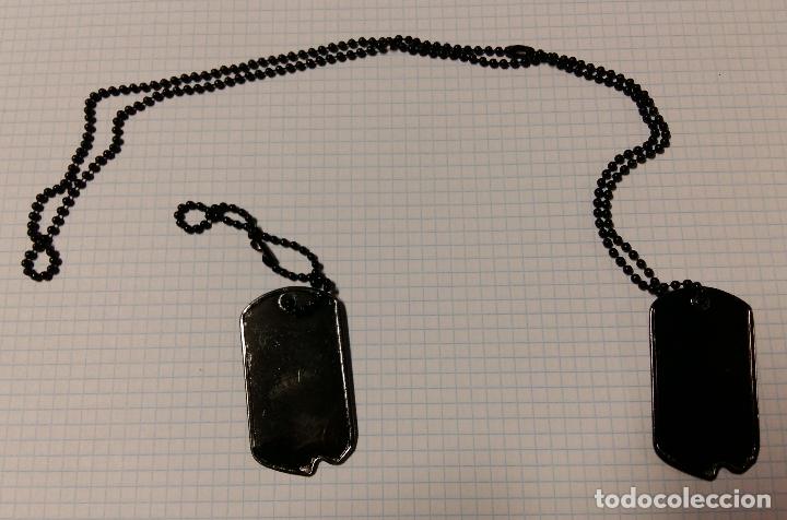 Militaria: Juego de chapas de identificaci&oacute;n negras - Foto 2
