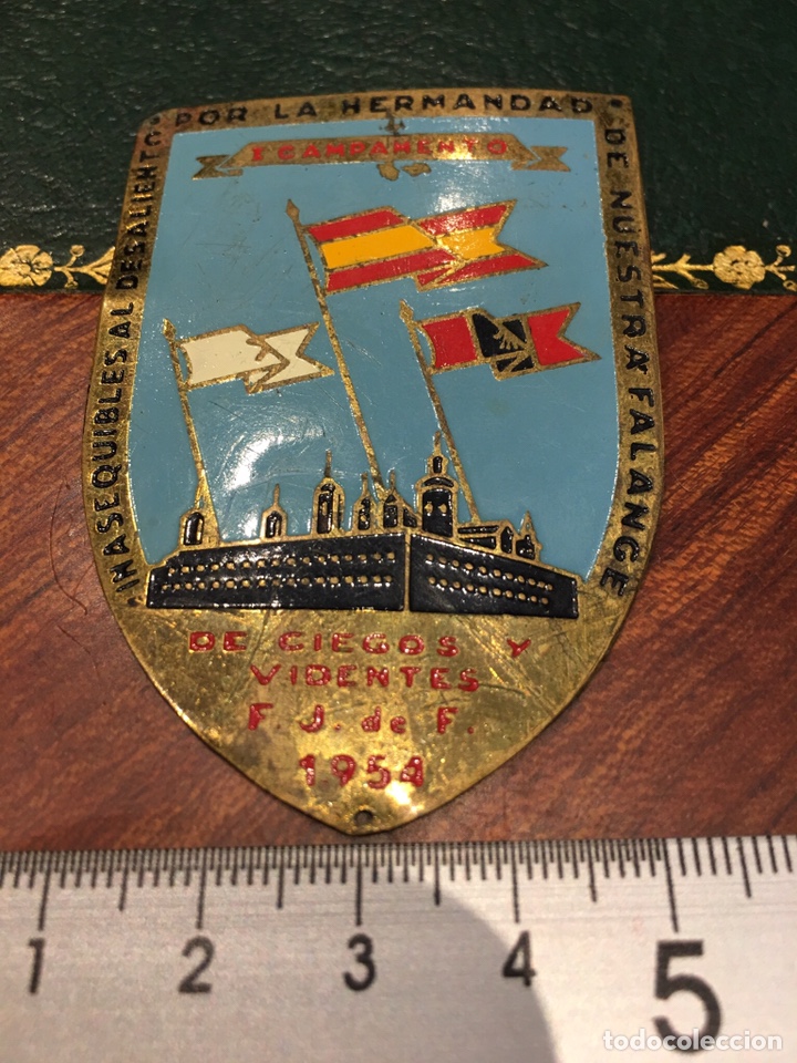 Militaria: Placa OJE 1 campamento Ciegos Invidentes de 1954 - Foto 1