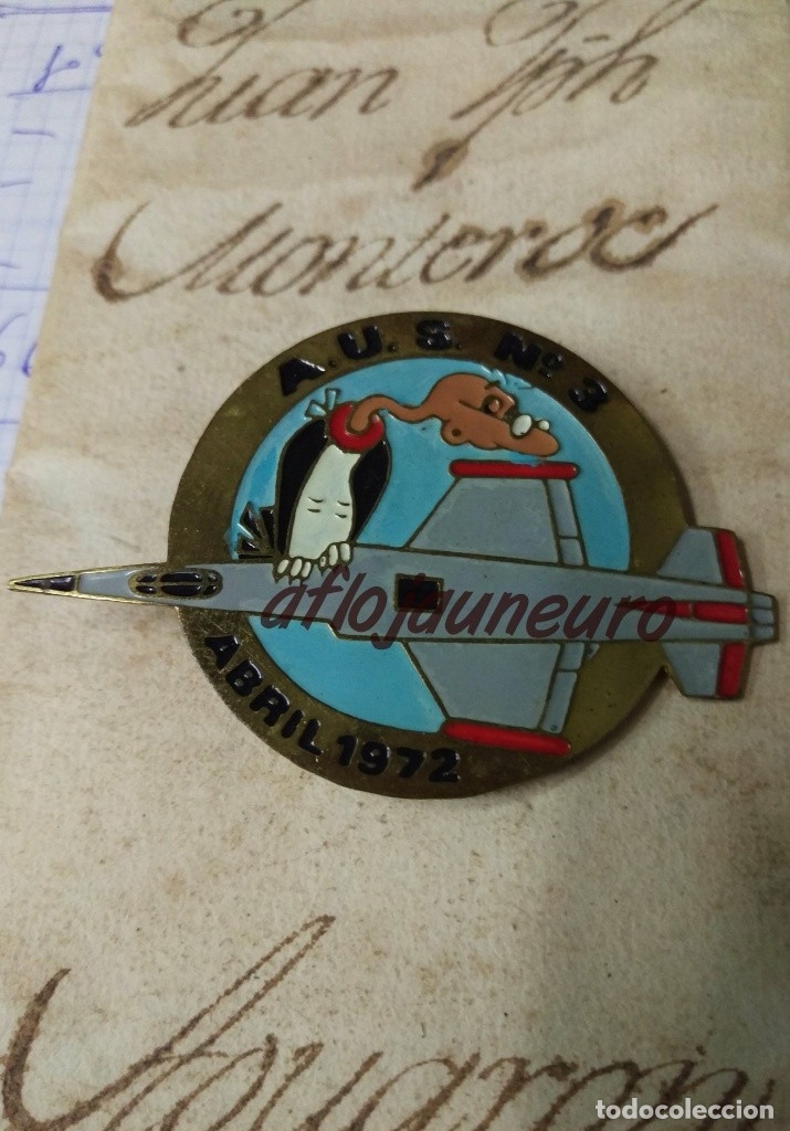 Militaria: Muy rara Insignia A.U.S. N&ordm; 3 ABRIL 1972 (ej&eacute;rcito del aire)